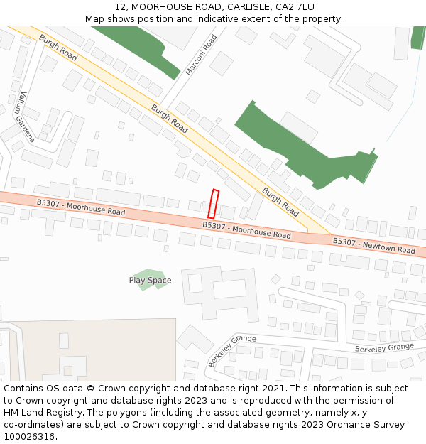 12, MOORHOUSE ROAD, CARLISLE, CA2 7LU: Location map and indicative extent of plot