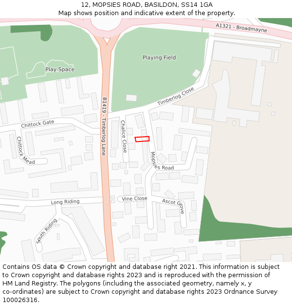 12, MOPSIES ROAD, BASILDON, SS14 1GA: Location map and indicative extent of plot