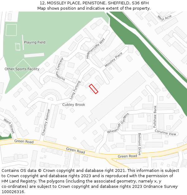 12, MOSSLEY PLACE, PENISTONE, SHEFFIELD, S36 6FH: Location map and indicative extent of plot