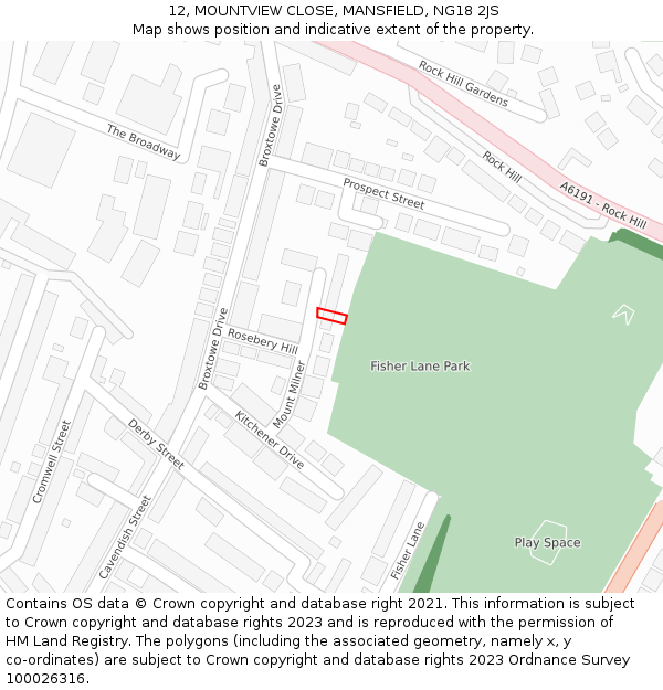 12, MOUNTVIEW CLOSE, MANSFIELD, NG18 2JS: Location map and indicative extent of plot