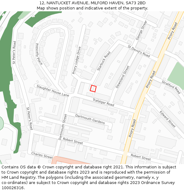 12, NANTUCKET AVENUE, MILFORD HAVEN, SA73 2BD: Location map and indicative extent of plot