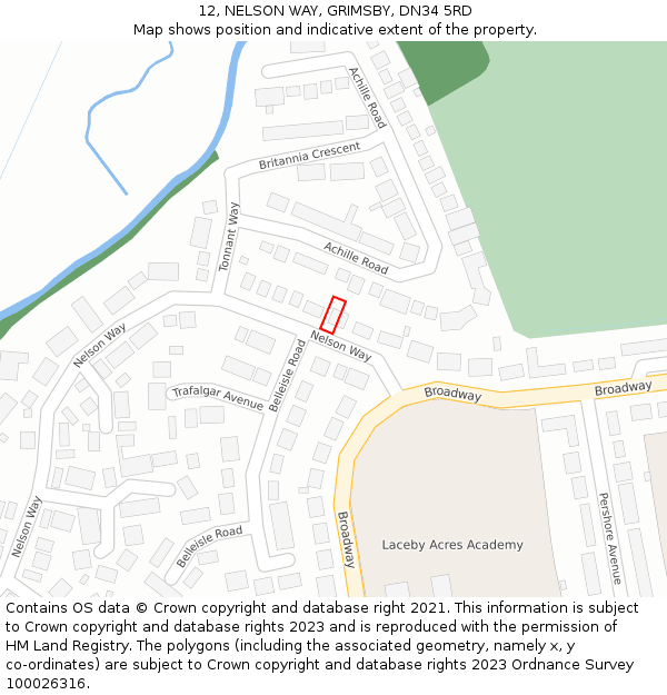 12, NELSON WAY, GRIMSBY, DN34 5RD: Location map and indicative extent of plot
