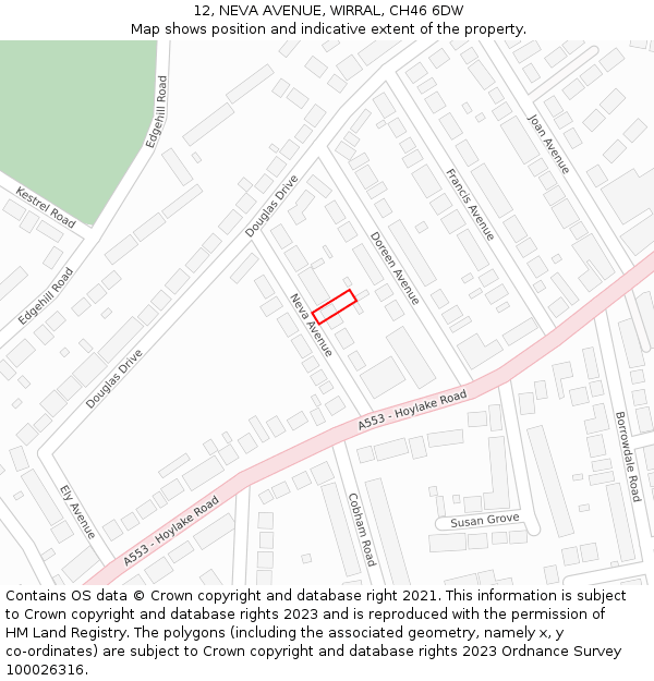 12, NEVA AVENUE, WIRRAL, CH46 6DW: Location map and indicative extent of plot