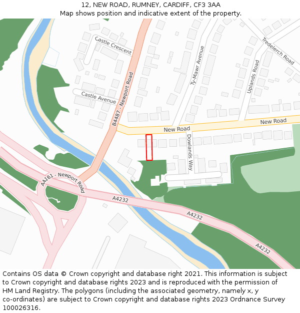 12, NEW ROAD, RUMNEY, CARDIFF, CF3 3AA: Location map and indicative extent of plot