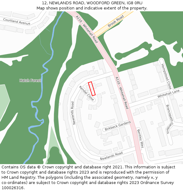 12, NEWLANDS ROAD, WOODFORD GREEN, IG8 0RU: Location map and indicative extent of plot