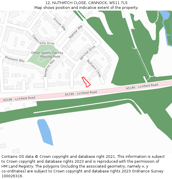 12, NUTHATCH CLOSE, CANNOCK, WS11 7LS: Location map and indicative extent of plot