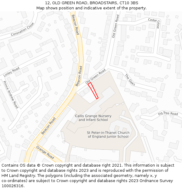 12, OLD GREEN ROAD, BROADSTAIRS, CT10 3BS: Location map and indicative extent of plot