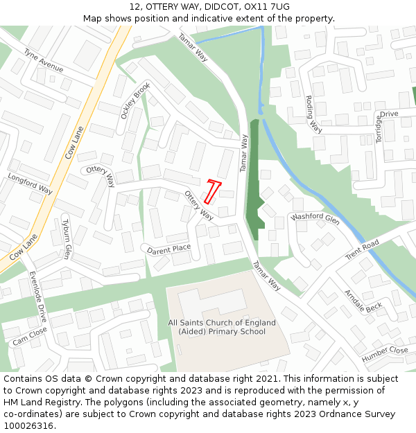 12, OTTERY WAY, DIDCOT, OX11 7UG: Location map and indicative extent of plot
