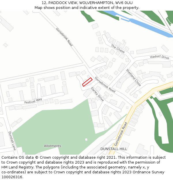 12, PADDOCK VIEW, WOLVERHAMPTON, WV6 0UU: Location map and indicative extent of plot