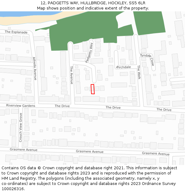 12, PADGETTS WAY, HULLBRIDGE, HOCKLEY, SS5 6LR: Location map and indicative extent of plot