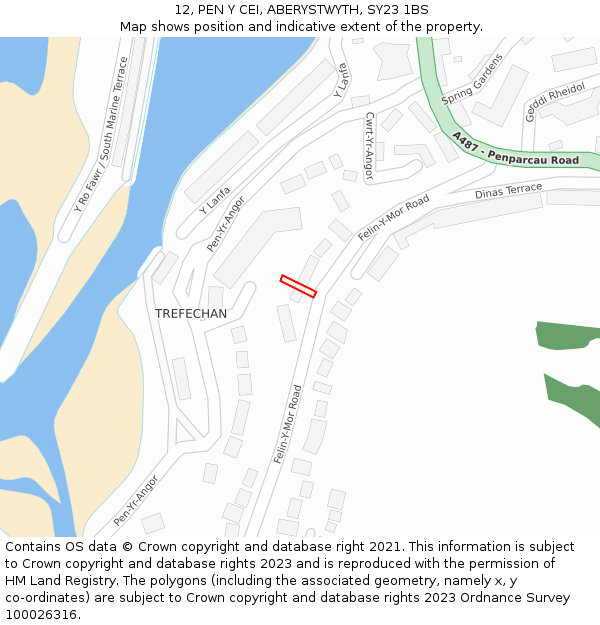 12, PEN Y CEI, ABERYSTWYTH, SY23 1BS: Location map and indicative extent of plot