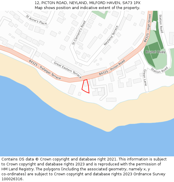 12, PICTON ROAD, NEYLAND, MILFORD HAVEN, SA73 1PX: Location map and indicative extent of plot