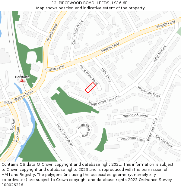12, PIECEWOOD ROAD, LEEDS, LS16 6EH: Location map and indicative extent of plot