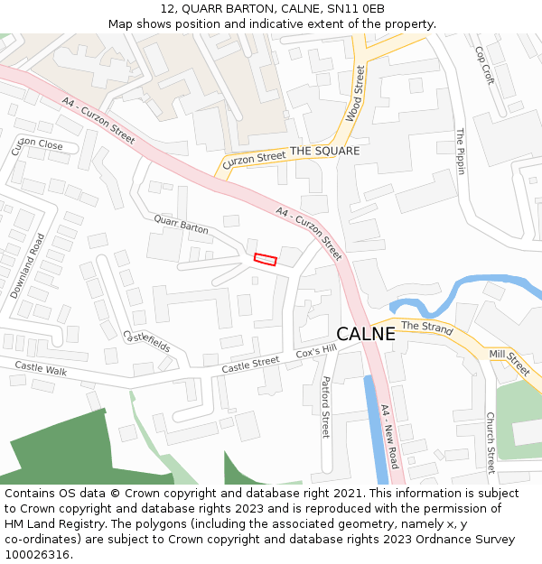 12, QUARR BARTON, CALNE, SN11 0EB: Location map and indicative extent of plot