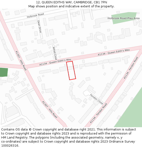 12, QUEEN EDITHS WAY, CAMBRIDGE, CB1 7PN: Location map and indicative extent of plot