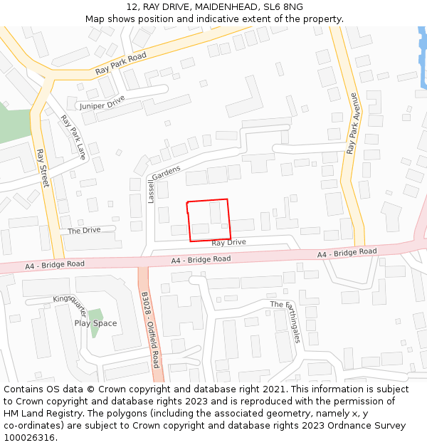 12, RAY DRIVE, MAIDENHEAD, SL6 8NG: Location map and indicative extent of plot