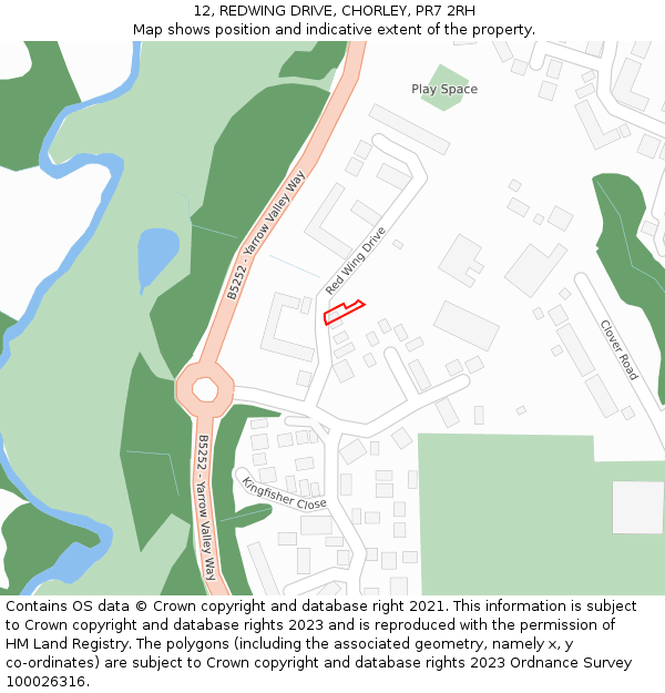 12, REDWING DRIVE, CHORLEY, PR7 2RH: Location map and indicative extent of plot