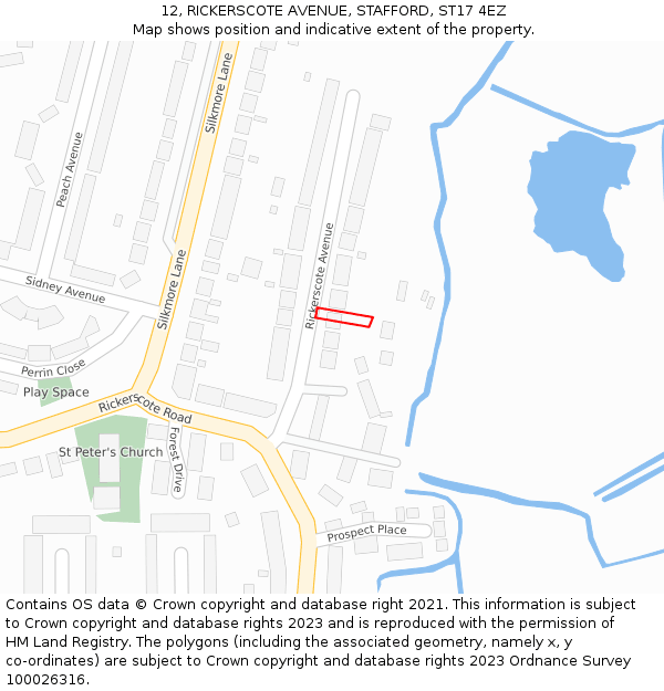 12, RICKERSCOTE AVENUE, STAFFORD, ST17 4EZ: Location map and indicative extent of plot