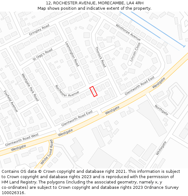 12, ROCHESTER AVENUE, MORECAMBE, LA4 4RH: Location map and indicative extent of plot