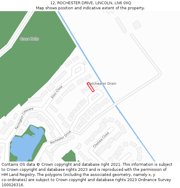 12, ROCHESTER DRIVE, LINCOLN, LN6 0XQ: Location map and indicative extent of plot