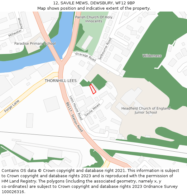 12, SAVILE MEWS, DEWSBURY, WF12 9BP: Location map and indicative extent of plot
