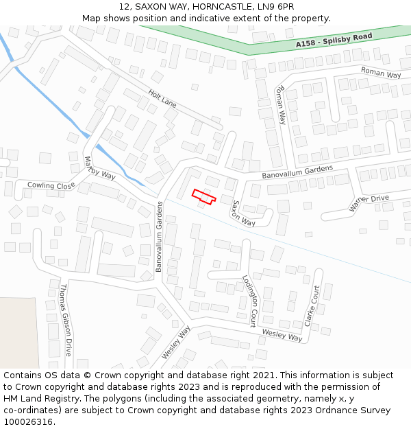 12, SAXON WAY, HORNCASTLE, LN9 6PR: Location map and indicative extent of plot