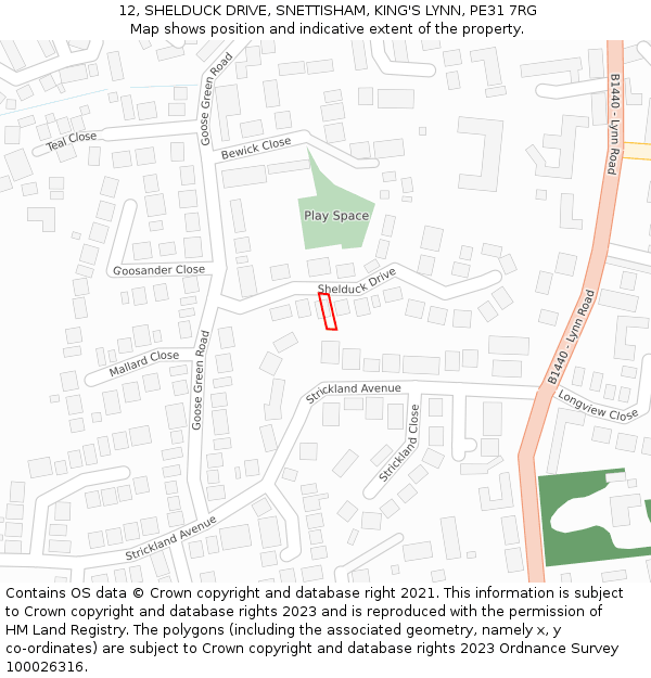 12, SHELDUCK DRIVE, SNETTISHAM, KING'S LYNN, PE31 7RG: Location map and indicative extent of plot