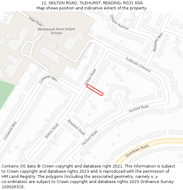 12, SKILTON ROAD, TILEHURST, READING, RG31 6SA: Location map and indicative extent of plot
