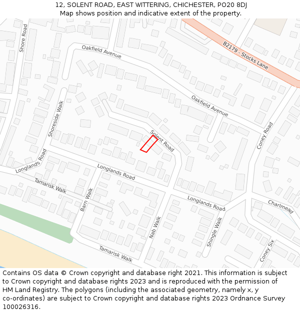 12, SOLENT ROAD, EAST WITTERING, CHICHESTER, PO20 8DJ: Location map and indicative extent of plot