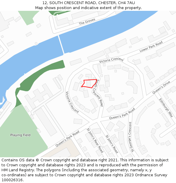 12, SOUTH CRESCENT ROAD, CHESTER, CH4 7AU: Location map and indicative extent of plot