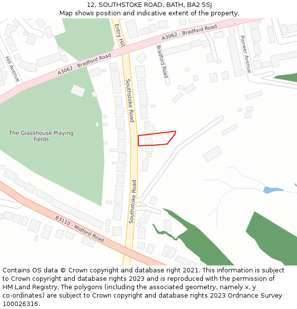 12, SOUTHSTOKE ROAD, BATH, BA2 5SJ: Location map and indicative extent of plot