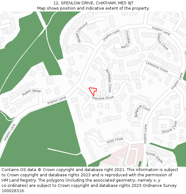 12, SPENLOW DRIVE, CHATHAM, ME5 9JT: Location map and indicative extent of plot