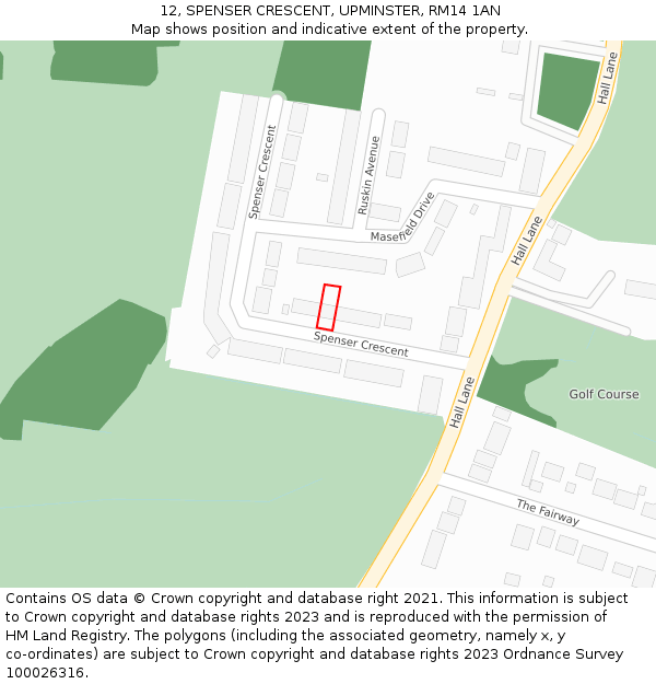 12, SPENSER CRESCENT, UPMINSTER, RM14 1AN: Location map and indicative extent of plot