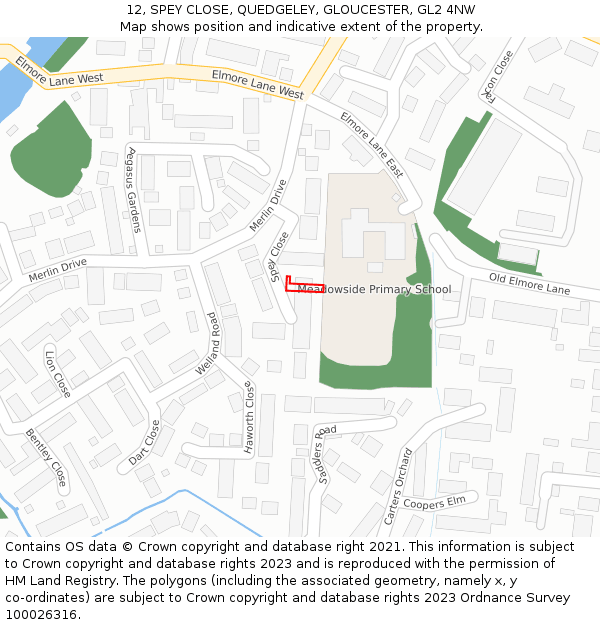 12, SPEY CLOSE, QUEDGELEY, GLOUCESTER, GL2 4NW: Location map and indicative extent of plot
