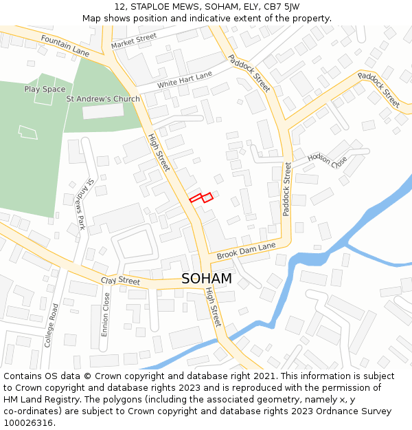 12, STAPLOE MEWS, SOHAM, ELY, CB7 5JW: Location map and indicative extent of plot