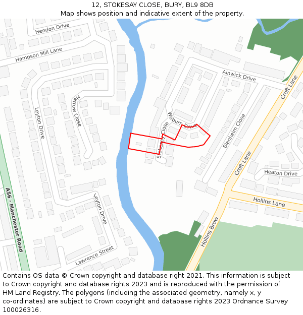 12, STOKESAY CLOSE, BURY, BL9 8DB: Location map and indicative extent of plot