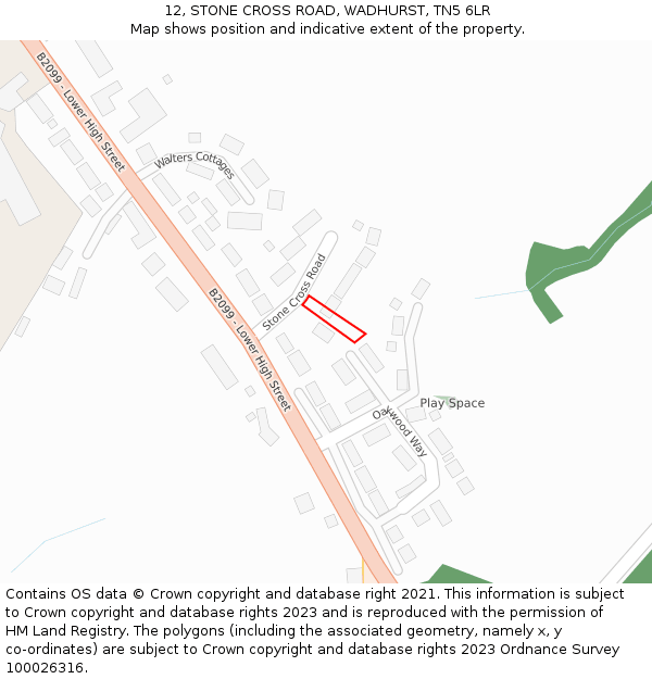 12, STONE CROSS ROAD, WADHURST, TN5 6LR: Location map and indicative extent of plot
