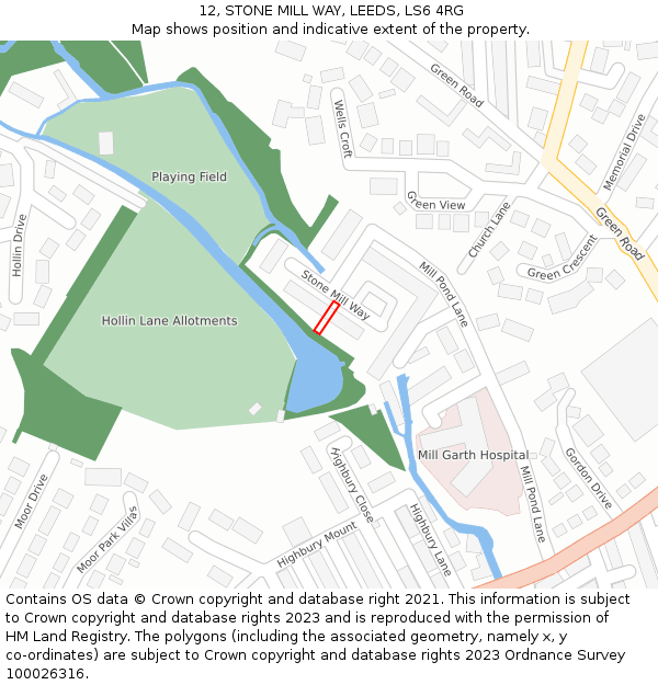 12, STONE MILL WAY, LEEDS, LS6 4RG: Location map and indicative extent of plot