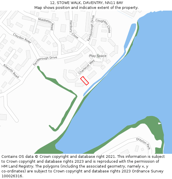 12, STOWE WALK, DAVENTRY, NN11 8AY: Location map and indicative extent of plot