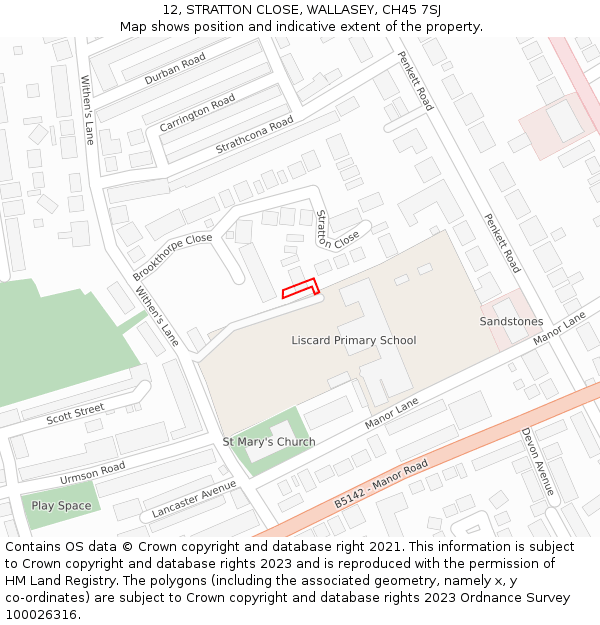 12, STRATTON CLOSE, WALLASEY, CH45 7SJ: Location map and indicative extent of plot