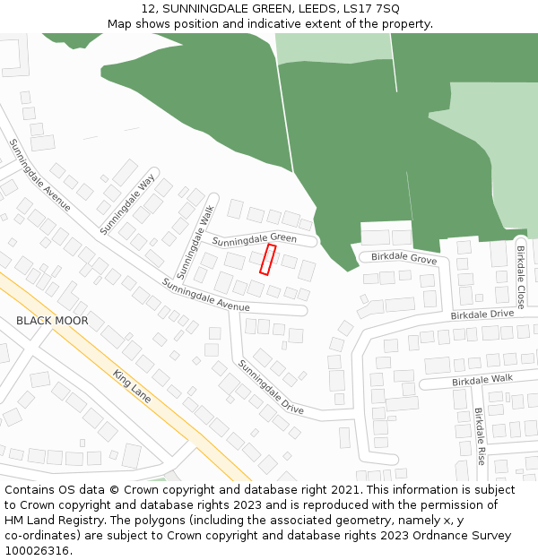 12, SUNNINGDALE GREEN, LEEDS, LS17 7SQ: Location map and indicative extent of plot