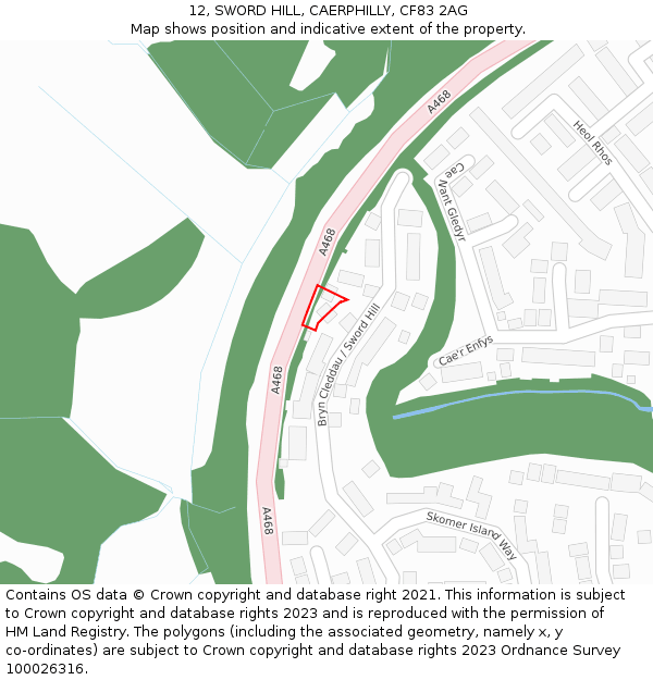 12, SWORD HILL, CAERPHILLY, CF83 2AG: Location map and indicative extent of plot