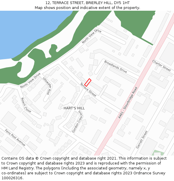 12, TERRACE STREET, BRIERLEY HILL, DY5 1HT: Location map and indicative extent of plot