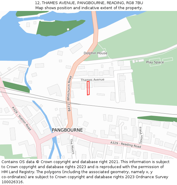12, THAMES AVENUE, PANGBOURNE, READING, RG8 7BU: Location map and indicative extent of plot