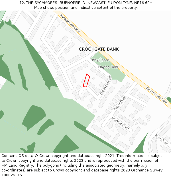 12, THE SYCAMORES, BURNOPFIELD, NEWCASTLE UPON TYNE, NE16 6PH: Location map and indicative extent of plot