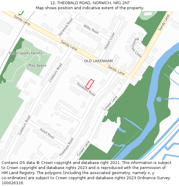 12, THEOBALD ROAD, NORWICH, NR1 2NT: Location map and indicative extent of plot