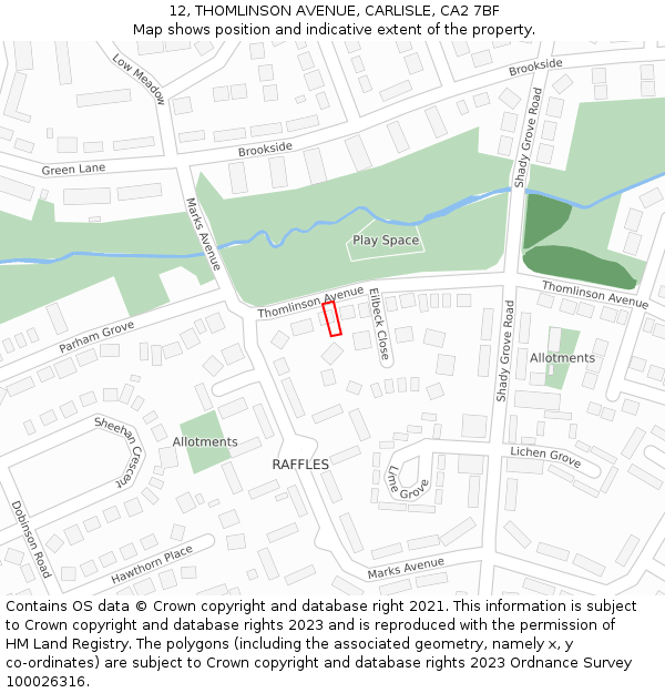 12, THOMLINSON AVENUE, CARLISLE, CA2 7BF: Location map and indicative extent of plot