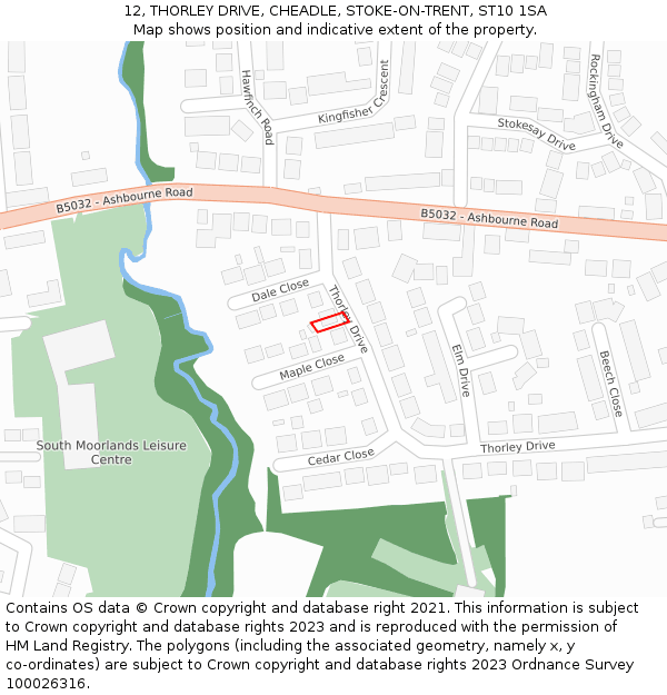 12, THORLEY DRIVE, CHEADLE, STOKE-ON-TRENT, ST10 1SA: Location map and indicative extent of plot