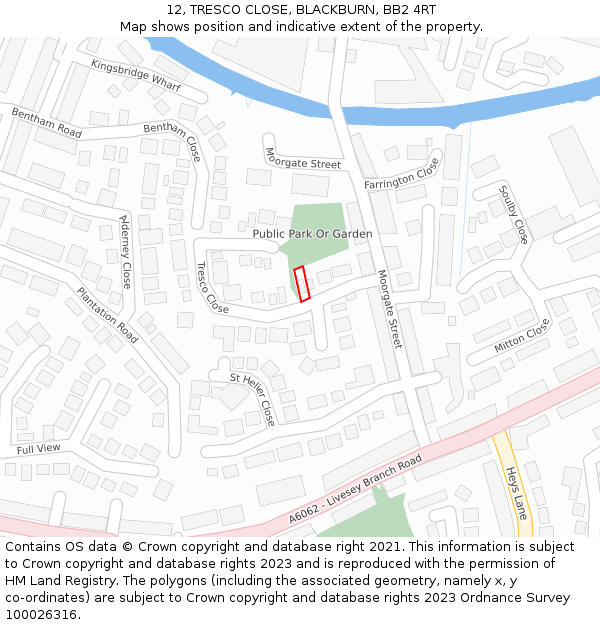 12, TRESCO CLOSE, BLACKBURN, BB2 4RT: Location map and indicative extent of plot