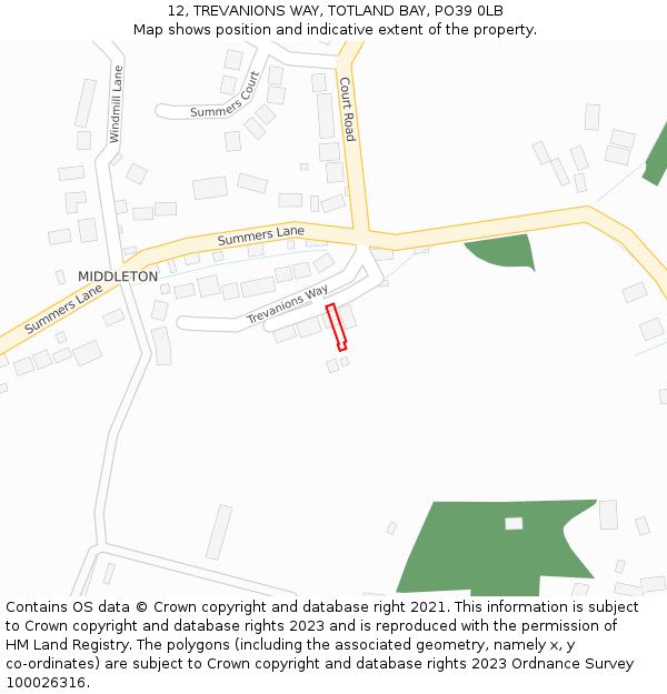 12, TREVANIONS WAY, TOTLAND BAY, PO39 0LB: Location map and indicative extent of plot